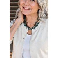 WoolOvers Women's Silk Cotton Cropped 3/4 Sleeve Cardigan in Cream | Size: Small