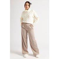 Urban Bliss Women's Stripe Wide Leg Trouser in Taupe | Size: 8