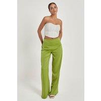 Urban Bliss Women's Green Satin Wide Leg Trouser | Size: 8