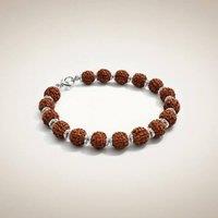 The Colourful Aura Women's Silver Plated Large Rudraksha Hindu Unisex Bracelet in Brown | Size: 6.5 inches