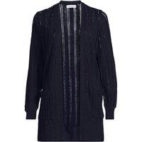 Lands' End Women's Petite Long Linen Blend Pointelle Cardigan in Dark Navy | Size: 10-12