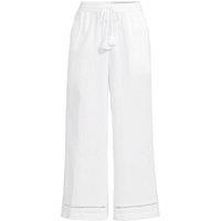 Lands' End Women's Petite Cotton Cheesecloth Cropped Trousers in White | Size: 14-16