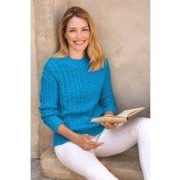 WoolOvers Women's Popcorn Yarn Jumper in Blue | Size: XL