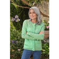 WoolOvers Women's Frill Cardigan in Green | Size: XL