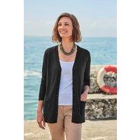 WoolOvers Women's Long V Neck Cardigan in Black | Size: XS