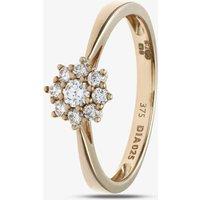 T.H.Baker Women's 9ct Yellow Gold 0.25ct Diamond Flower Cluster Ring | Size: Large