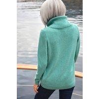 WoolOvers Women's Cashmere Merino Long Sleeve Cowl Neck Jumper in Green | Size: Large