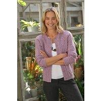WoolOvers Women's Cable Button Cardigan in Pink | Size: 2XL