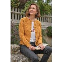 WoolOvers Women's Cable Button Cardigan in Mustard | Size: XL