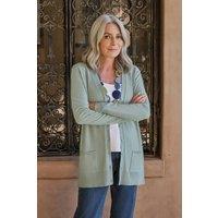 WoolOvers Women's Long V Neck Cardigan in Green | Size: Medium