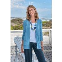 WoolOvers Women's Long V Neck Cardigan in Blue | Size: Medium