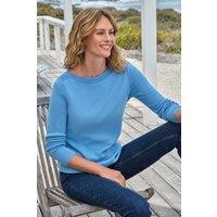 WoolOvers Women's Boat Neck Jumper in Blue | Size: Small