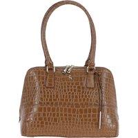 Ashwood Leather Women's 'Passione' Croc Print Zip Around Real Leather Tote Bag in Tan