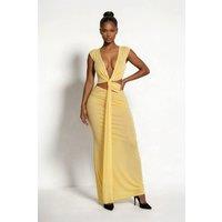 LEMONLUNAR Women's The Elara Mesh Maxi Dress in Yellow | Size: Medium