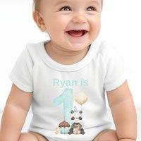 Aye Do Gifts Boy's Personalised Green First Birthday Baby Outfit: Vest in White | Size: Newborn
