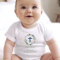Aye Do Gifts Personalised Christening Baby Outfit: Vest in White | Size: 6-12 m