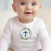 Aye Do Gifts Personalised Christening Baby Outfit: Baby Grow in White | Size: 6-12 m