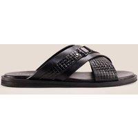 Oswin Hyde Men's Aiden Cris Cross Weave Stap Sandals in Black | Size: 11