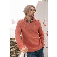 Weird Fish Men's Cruiser 1/4 Zip Macaroni Sweatshirt in Light Red | Size: 4XL