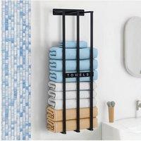 H&O Direct Premium Iron Bathroom Wall Mounted Towel Rack in Black