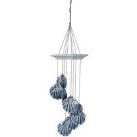Woodstock Chimes Silver Seashore Wind Chime Spiral Scallop in Blue