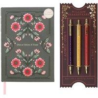 Portico Designs Ltd A5 Chunky Hardback Journal & Set of 3 Shakespeare Ballpoint Pens