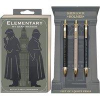 Portico Designs Ltd Sherlock Holmes 2 Piece Brass Metal Bookmarks & 3 Piece Ballpoint Pens