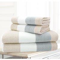 Velosso 4pc Striped Cotton Hand & Bath Towel Set - Soft & Absorbent Cotton Towels in Camel