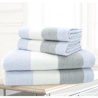 Velosso 4pc Striped Cotton Hand & Bath Towel Set - Soft & Absorbent Cotton Towels in Bright Yellow