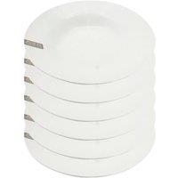 BARGAINS-GALORE Set Of 6 Rimmed Porcelain Serving Plates Plain Dinnerware Kitchenware in White