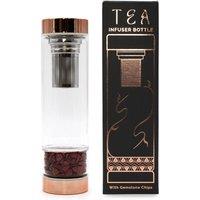 Serenityy Crystal Glass Tea Infuser Bottle - Rose Gold with Red Jasper | Size: 500ml