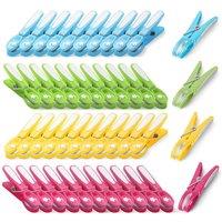 Keplin 48-Pack Laundry Pegs - Washing Line Pegs with Metal Spring