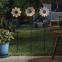 Marco Paul 3pc Solar Flower Stake Light Set in Black