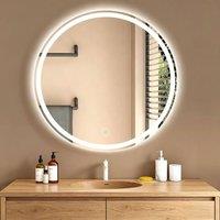 Gr8 Home 60cm Round LED Bathroom Mirror Anti-Fog Touch in Clear