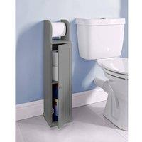 SAXONY Wooden toilet roll holder cupboard cabinet free standing bathroom in Grey
