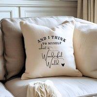 Aye Do Gifts What A Wonderful World Cushion in Cream | Size: 40 cm x 40 cm