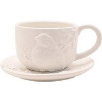 Hestia White Floral Bird Teacup & Saucer Set | Size: 400ml