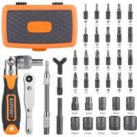 Nordara 38 IN 1 Magnetic Ratchet Handle Screwdriver Bitand Socket Set in Orange | Size: 10000mm x 520mm