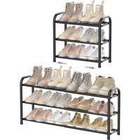 Nordara Expandable Shoe Rack, 3 Tier Adjustable Organizer Shelf Black