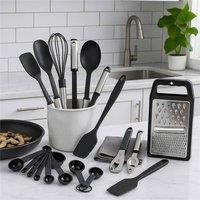 Nordara 24 Pcs Kitchen Utensils Set Silicone Cooking in Black | Size: 24 Pack