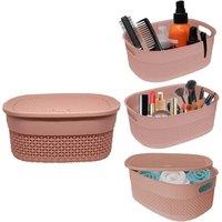 Nordara 4L Plastic Storage Basket With Lid & Handle Tidy Organiser - PINK