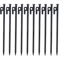 Nordara 10X Tent Pegs Heavy Duty Pegs Hard Ground Awning Pegs 30cm 12inch in Black