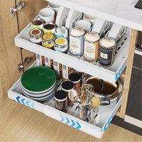 Nordara White Pull Out Kitchen Cabinet Organizer Slide Out Storage Shelf