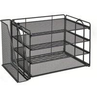 Nordara 4 Tier Wire Mesh Office Filing Tray A4 Document Paper Storage Rack in Black | Size: 200g