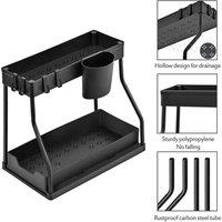Nordara 2 Tier Under Sink Storage Organiser Pull Out Drawer Kitchen Shelf in Black | Size: 200g