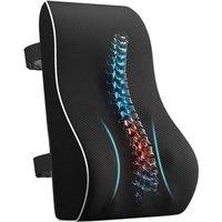 Nordara Back Support Memory Foam Seat Cushion Pain Relief Office Car Pillow in Black | Size: Standard Pillow Case