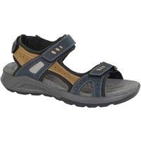 Roamers Men's Leather Touch Fastening Sports Sandals in Navy | Size: 12