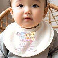 Aye Do Gifts Women's Personalised Pink Animals Birthday Baby Outfit: Bib in White