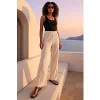 Dusk Women's Textured Jersey Trouser in Cream | Size: 10