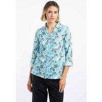 Weird Fish Women's Syona Double Cloth Printed Shirt in Turquoise | Size: 12